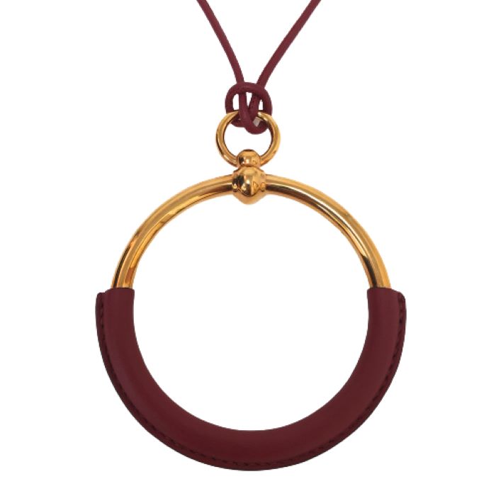 エルメス HERMES ループグラン ペンダント ネックレス レッド系 