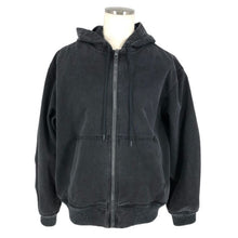 画像をギャラリービューアに読み込む, ルイ ヴィトン LOUIS VUITTON ジップスローデニムフーディウィズサッシュアンドパッチ デニムジップアップパーカー ブルゾン ウォッシュ加工 綿100% サイズ48 M相当1A5PAU ブラック【中古】【美品】