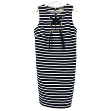 画像をギャラリービューアに読み込む, マイケルコース MICHAEL KORS ノースリーブ ストレッチワンピース マリン Mサイズ ネイビー ホワイト ボーダー柄【中古】【美品】