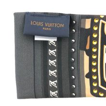 画像をギャラリービューアに読み込む, ルイ ヴィトン LOUIS VUITTON バンドー LVワールド ツイリー スカーフ シルク100% M70853 ブラウン【中古】