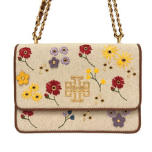 画像をギャラリービューアに読み込む, トリーバーチ TORY BURCH BRITTEN フローラル チェーン ショルダーバッグ ナチュラル ブラウン 花柄【中古】【新品同様】【美品】