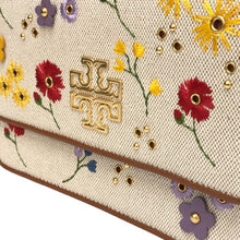 画像をギャラリービューアに読み込む, トリーバーチ TORY BURCH BRITTEN フローラル チェーン ショルダーバッグ ナチュラル ブラウン 花柄【中古】【新品同様】【美品】
