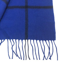 画像をギャラリービューアに読み込む, ジョシュアエリス Joshua Ellis カシミヤ 大判ストール ブルー チェック柄 ひざ掛け【中古】