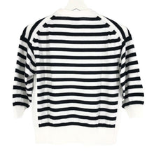 画像をギャラリービューアに読み込む, トラディショナルウェザーウェア TraditionalWeatherwear プルオーバー クルーネックニット 7分袖 ブラック ホワイト ボーダー柄【中古】【美品】