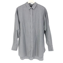 將圖片載入圖庫檢視器 シワリー SIWALY バックライニング長袖シャツ チュニック 綿100% サイズ38 ブルー ホワイト ストライプ柄 レディース【中古】