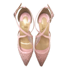 画像をギャラリービューアに読み込む, クリスチャン ルブタン Christian Louboutin ストラップパンプス メッシュ ラインストーン ピンク【中古】【美品】