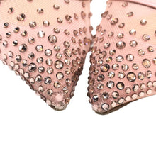 画像をギャラリービューアに読み込む, クリスチャン ルブタン Christian Louboutin ストラップパンプス メッシュ ラインストーン ピンク【中古】【美品】