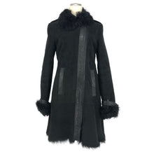 画像をギャラリービューアに読み込む, セオリー theory ムートンコート ラムレザー ファー ロング丈 Sサイズ ブラック【中古】