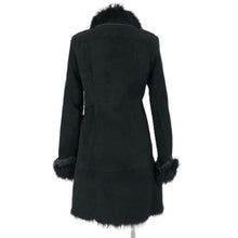画像をギャラリービューアに読み込む, セオリー theory ムートンコート ラムレザー ファー ロング丈 Sサイズ ブラック【中古】