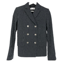画像をギャラリービューアに読み込む, ソニアリキエル SONIA RYKIEL ダブルジャケット 銀ボタン 背抜き サイズ38 ネイビー ストライプ柄 レディース【中古】