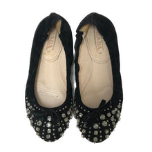 画像をギャラリービューアに読み込む, プラダ PRADA ビジュー付き バレエシューズ フラットシューズ サイズ35 22cm相当 ブラック【中古】