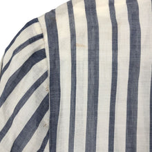 画像をギャラリービューアに読み込む, トリーバーチ TORY BURCH プルオーバー カットソー シースルー 長袖シャツ ネイビー ホワイト ストライプ柄【中古】