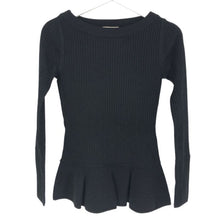 画像をギャラリービューアに読み込む, トリーバーチ TORY BURCH ペプラムニット セーター リブ XSサイズ ブラック【中古】