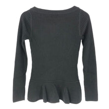 画像をギャラリービューアに読み込む, トリーバーチ TORY BURCH ペプラムニット セーター リブ XSサイズ ブラック【中古】