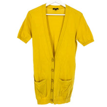 画像をギャラリービューアに読み込む, セオリー theory ニットカーディガン カシミヤ混 半袖 サイズ2 M相当 イエロー【中古】