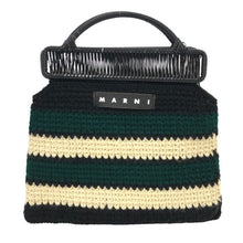 將圖片載入圖庫檢視器 マルニ MARNI マルニマーケット クロシェウール フレームバッグ ダイヤモンドモチーフ ハンドバッグ ブラック系【中古】
