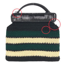 將圖片載入圖庫檢視器 マルニ MARNI マルニマーケット クロシェウール フレームバッグ ダイヤモンドモチーフ ハンドバッグ ブラック系【中古】