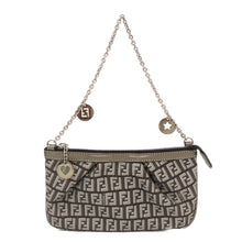 画像をギャラリービューアに読み込む, フェンディ FENDI アクセサリーポーチ チェーン ハンドバッグ ブラウン ズッキーノ柄【中古】【美品】