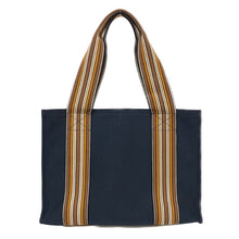 画像をギャラリービューアに読み込む, ロロピアーナ Loro Piana スーツケースストライプバッグ ハンドバッグ トートバッグ ネイビー【中古】【美品】