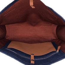 画像をギャラリービューアに読み込む, ロロピアーナ Loro Piana スーツケースストライプバッグ ハンドバッグ トートバッグ ネイビー【中古】【美品】