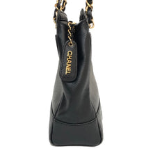 Load image into Gallery viewer, シャネル CHANEL キャビアスキン ゴールド金具 ロゴ刺繍 チェーントートバッグ チェーン ショルダーバッグ ブラック【中古】