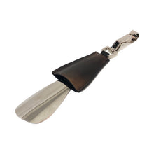 画像をギャラリービューアに読み込む, ベルルッティ Berluti シューホーン 靴べら 携帯用 ビジネス カラビナ付き ロゴ シルバー ブラウン【中古】