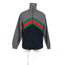 画像をギャラリービューアに読み込む, グッチ GUCCI オーバーサイズ テクニカルジャージージャケット トラックジャケット XSサイズ 545606 ネイビー GG柄【中古】【美品】