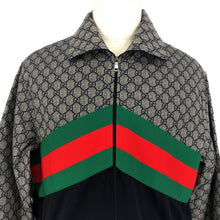 画像をギャラリービューアに読み込む, グッチ GUCCI オーバーサイズ テクニカルジャージージャケット トラックジャケット XSサイズ 545606 ネイビー GG柄【中古】【美品】