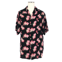 画像をギャラリービューアに読み込む, グッチ GUCCI GGピオニー ボウリングシャツ 半袖シャツ シルク オープンカラー サイズ46 625502 ブラック 花柄 総柄【中古】