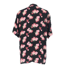 画像をギャラリービューアに読み込む, グッチ GUCCI GGピオニー ボウリングシャツ 半袖シャツ シルク オープンカラー サイズ46 625502 ブラック 花柄 総柄【中古】