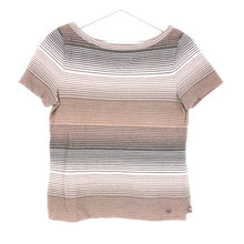 画像をギャラリービューアに読み込む, フェラガモ Salvatore Ferragamo 半袖カットソー Tシャツ Mサイズ ピンクベージュ系 ボーダー柄【中古】【美品】