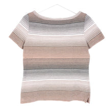 画像をギャラリービューアに読み込む, フェラガモ Salvatore Ferragamo 半袖カットソー Tシャツ Mサイズ ピンクベージュ系 ボーダー柄【中古】【美品】