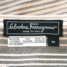 画像をギャラリービューアに読み込む, フェラガモ Salvatore Ferragamo 半袖カットソー Tシャツ Mサイズ ピンクベージュ系 ボーダー柄【中古】【美品】