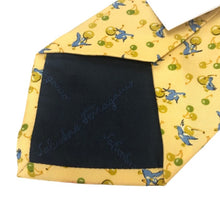 將圖片載入圖庫檢視器 フェラガモ Salvatore Ferragamo ネクタイ シルク100% イエロー 総柄 トリ柄【中古】【新品同様】【美品】