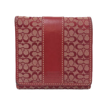 画像をギャラリービューアに読み込む, コーチ COACH ミニシグネチャー 二つ折り財布 レッド【中古】