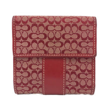 画像をギャラリービューアに読み込む, コーチ COACH ミニシグネチャー 二つ折り財布 レッド【中古】