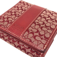 画像をギャラリービューアに読み込む, コーチ COACH ミニシグネチャー 二つ折り財布 レッド【中古】