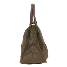 画像をギャラリービューアに読み込む, プラダ PRADA メッシュハンドル リボン 2wayショルダーバッグ ハンドバッグ カーキ系【中古】