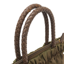 画像をギャラリービューアに読み込む, プラダ PRADA メッシュハンドル リボン 2wayショルダーバッグ ハンドバッグ カーキ系【中古】