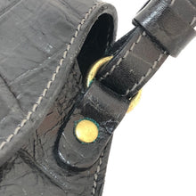 画像をギャラリービューアに読み込む, イルビゾンテ IL BISONTE クロコ型押し ショルダーバッグ ブラック【中古】