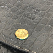 画像をギャラリービューアに読み込む, イルビゾンテ IL BISONTE クロコ型押し ショルダーバッグ ブラック【中古】