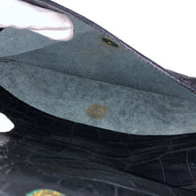 画像をギャラリービューアに読み込む, イルビゾンテ IL BISONTE クロコ型押し ショルダーバッグ ブラック【中古】