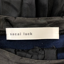 画像をギャラリービューアに読み込む, サカイラック sacai luck 半袖カットソー Tシャツ クルーネック 異素材切替デザイン サイズ1 S相当 15SSLU939 ブルー ブラック ボーダー柄【中古】【新品同様】【美品】