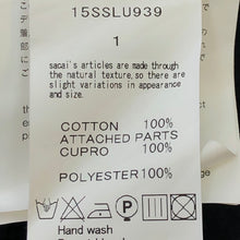 画像をギャラリービューアに読み込む, サカイラック sacai luck 半袖カットソー Tシャツ クルーネック 異素材切替デザイン サイズ1 S相当 15SSLU939 ブルー ブラック ボーダー柄【中古】【新品同様】【美品】