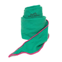 画像をギャラリービューアに読み込む, エルメス HERMES ロサンジュ ロゴ スカーフ ひし形 カシミヤ シルク グリーン【中古】