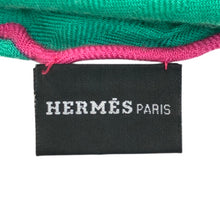 画像をギャラリービューアに読み込む, エルメス HERMES ロサンジュ ロゴ スカーフ ひし形 カシミヤ シルク グリーン【中古】