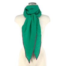 画像をギャラリービューアに読み込む, エルメス HERMES ロサンジュ ロゴ スカーフ ひし形 カシミヤ シルク グリーン【中古】