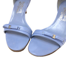 画像をギャラリービューアに読み込む, フェラガモ Salvatore Ferragamo アンクルストラップ リボンサンダル サイズ6ハーフ 24cm相当 ブルー系【中古】