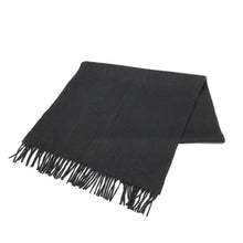 Load image into Gallery viewer, エルメス HERMES マフラー ストール ロゴ刺繍 フリンジ カシミヤ100% 英国製 ユニセックス 男女兼用 チャコールグレー【中古】