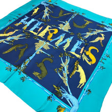 画像をギャラリービューアに読み込む, エルメス HERMES カレ90 ANIMAL ALPHABET スカーフ 動物アルファベット 森の動物 大判 シルク ブルー系【中古】